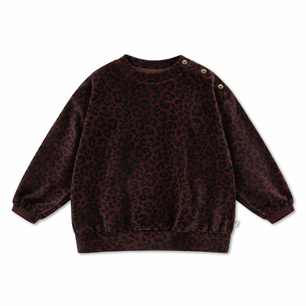 Repose ams - minikin - cozy drop sweater - chocolate leopard