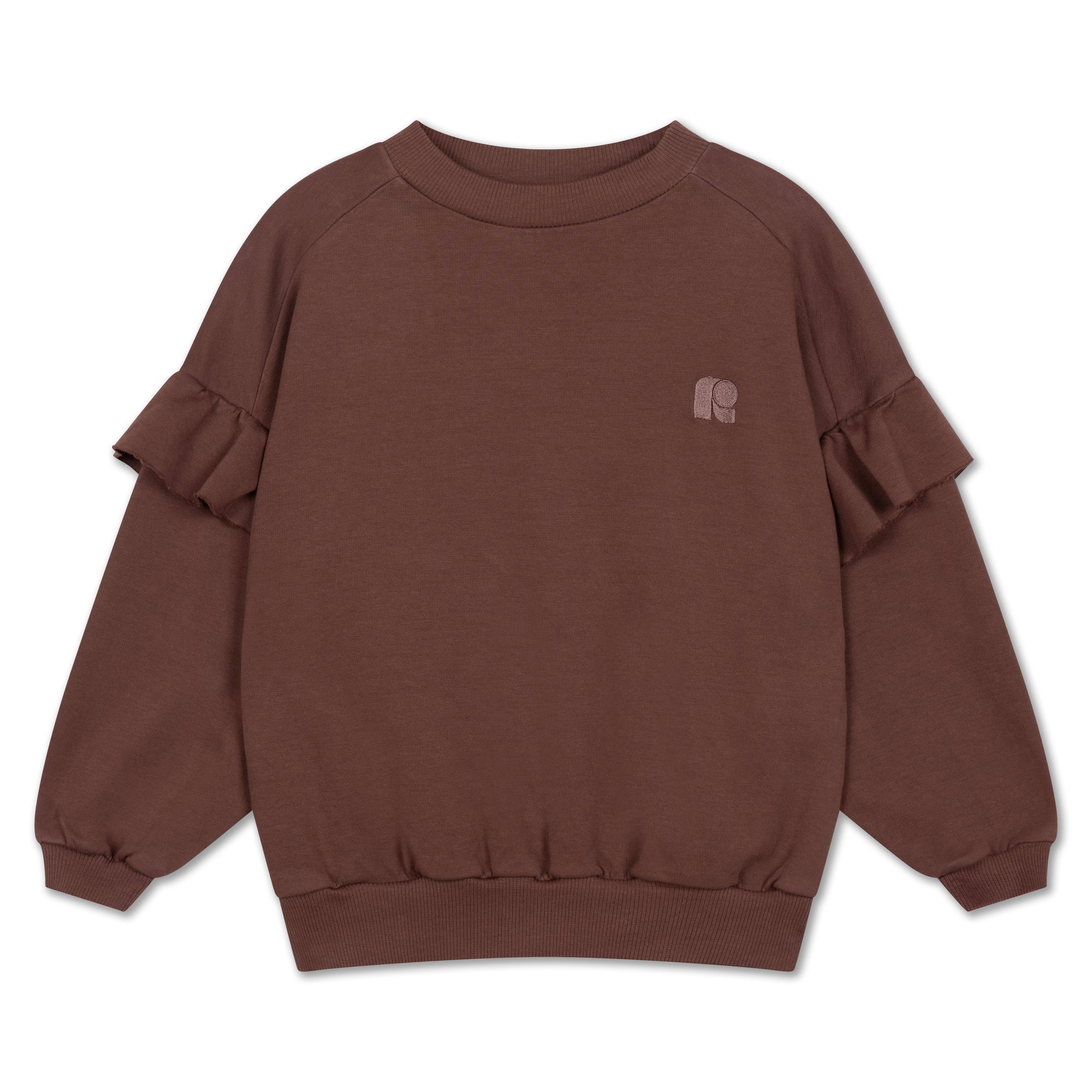 Repose ams - ruffle sweatshirt - pure chocolate