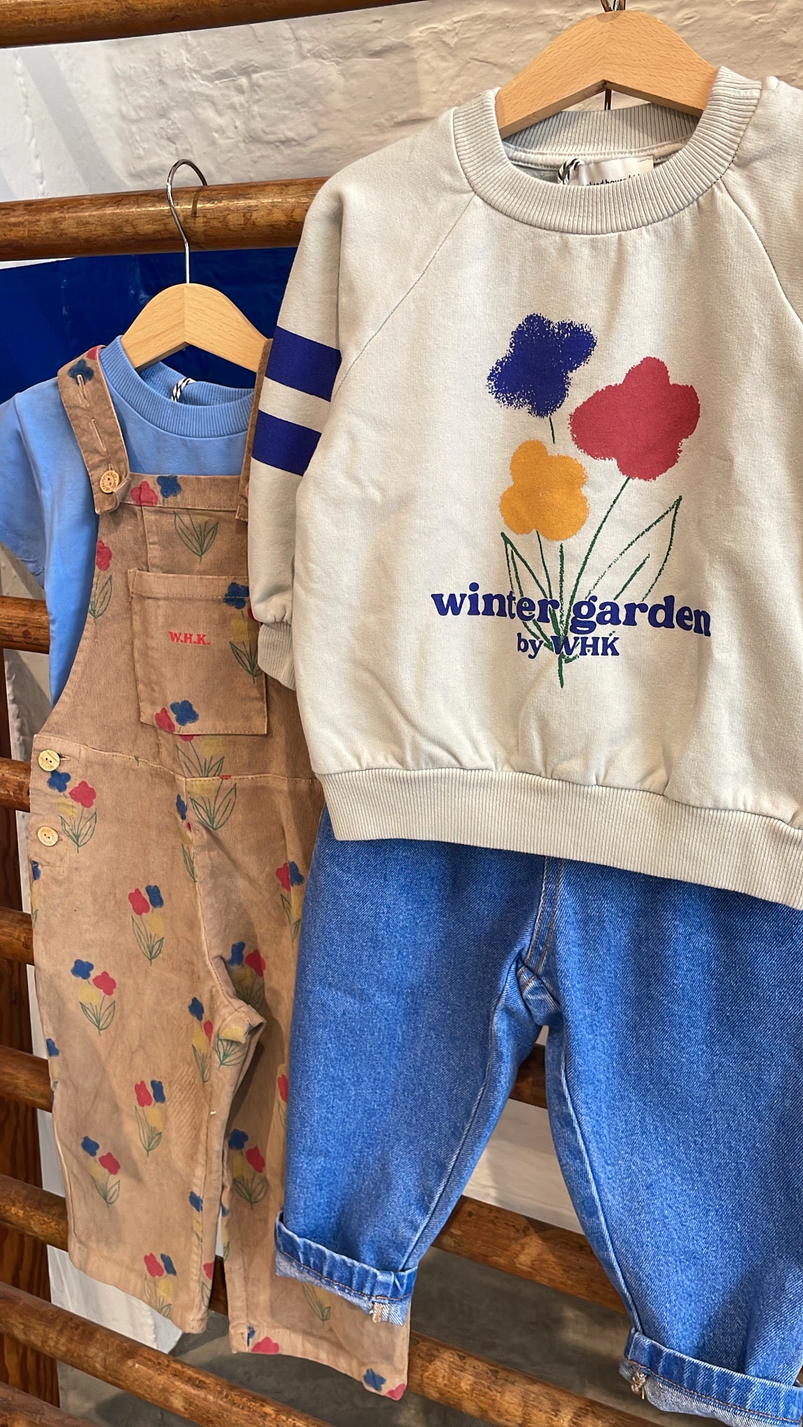 Weekend house kids - flowers allover corduroy dungaree - beige