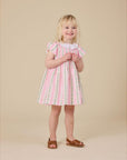 Goldie + Ace - flo smocked dress - antique stripes strawberry
