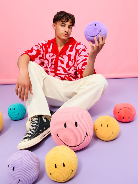 Smiley - fuzzy smiley - purple