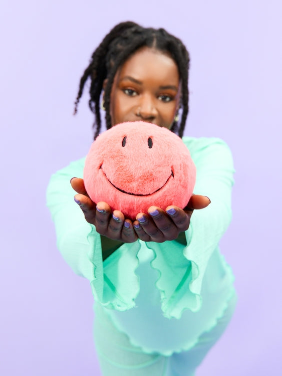 Smiley - fuzzy smiley - coral