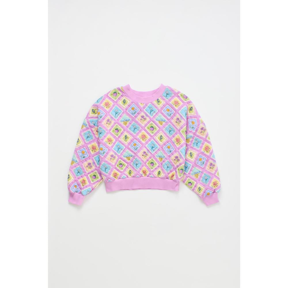 Maison Mangostan - postcard quilted sweatshirt - lilac