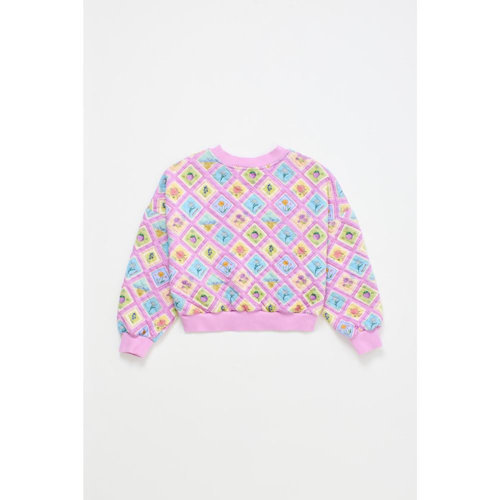 Maison Mangostan - postcard quilted sweatshirt - lilac