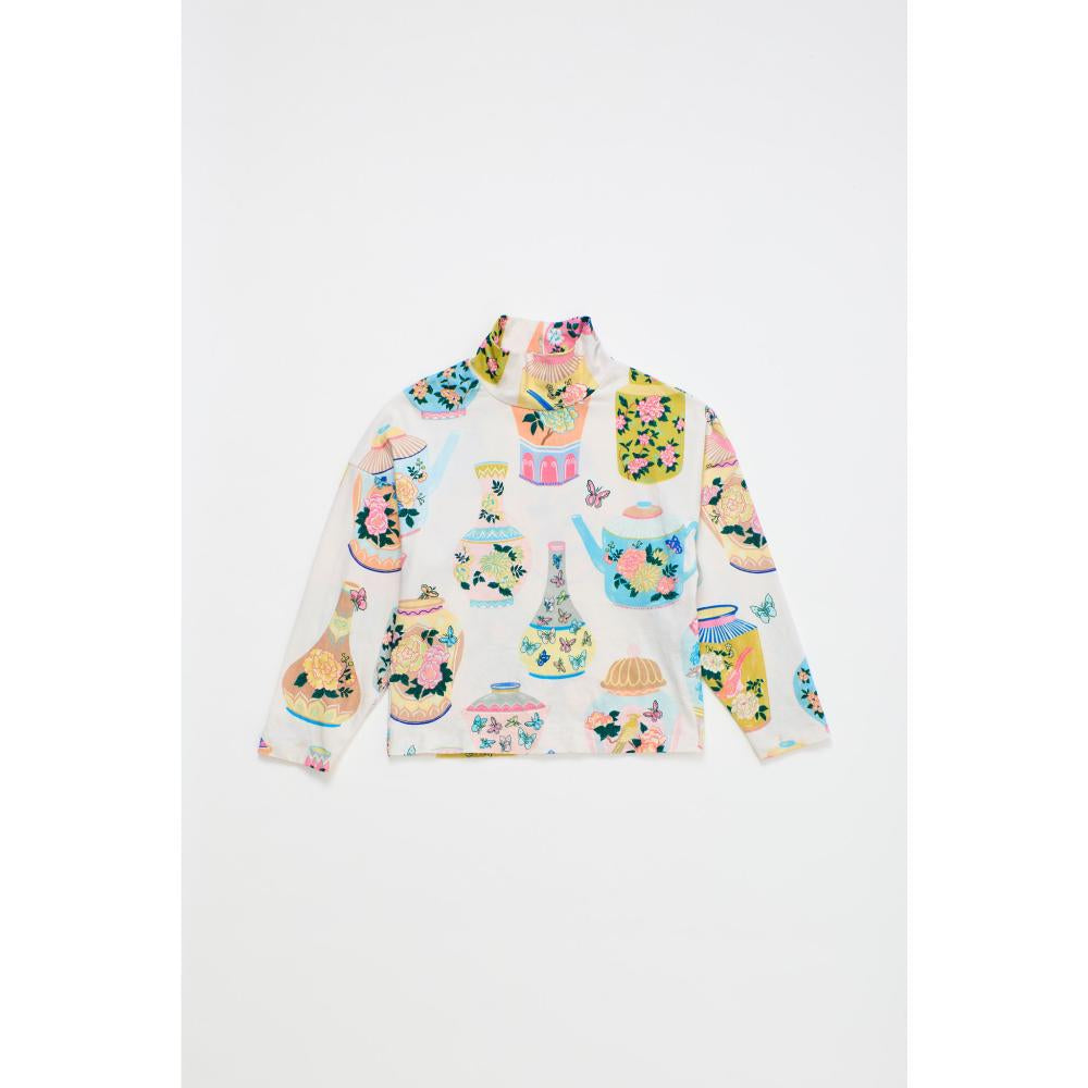 Maison Mangostan - porcelain turtle t-shirt - cloudy white