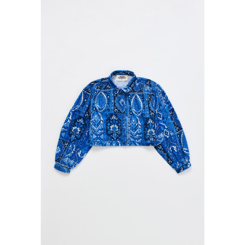 Maison Mangostan - carpet microcorduroy crop shirt - blue