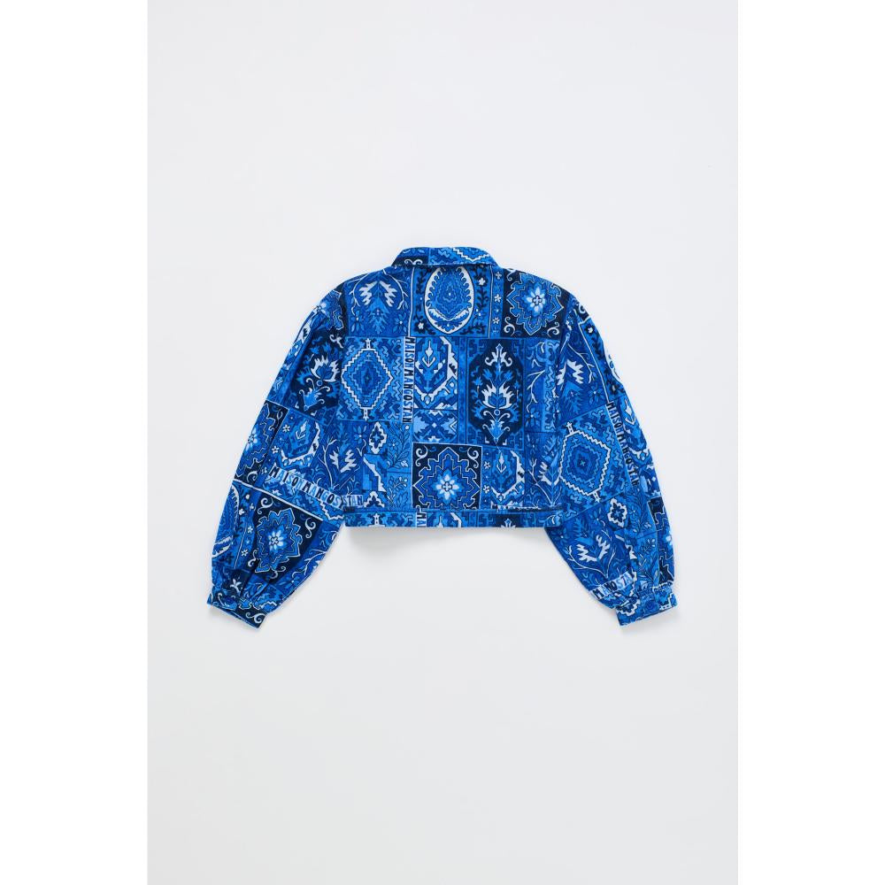 Maison Mangostan - carpet microcorduroy crop shirt - blue