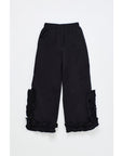 Maison Mangostan - ruffles nylon pants - black