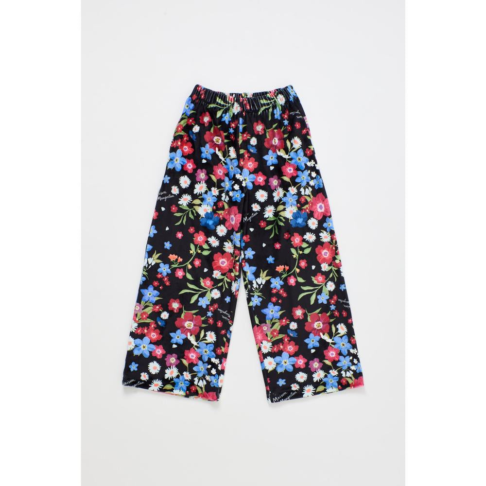 Maison Mangostan - florecitas velvet sweatpants - black