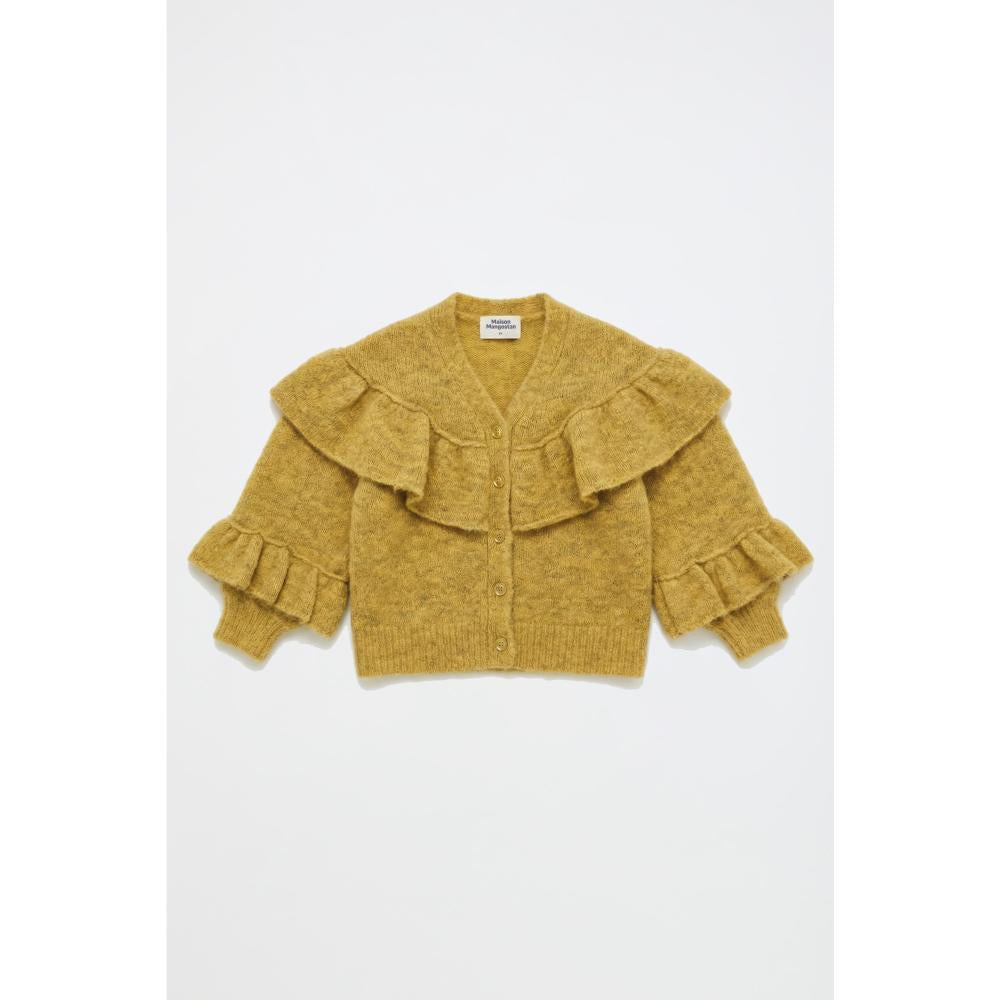 Maison Mangostan - ruffles knitted cardigan - mustard