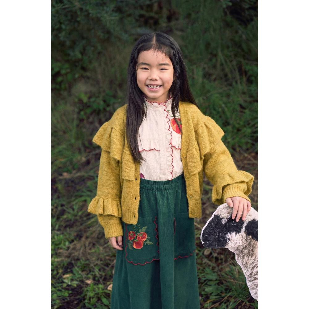 Maison Mangostan - ruffles knitted cardigan - mustard
