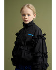 Maison Mangostan - ruffles nylon jacket - black