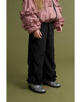 Maison Mangostan - ruffles nylon pants - black