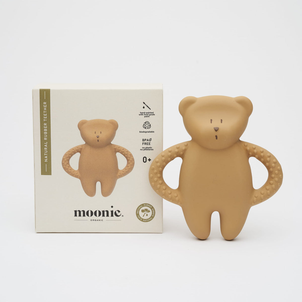Moonie - rubber teether - bear - cappuccino
