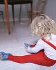 Silly Silas - footed cotton tights - love red