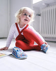 Silly Silas - footed cotton tights - love red