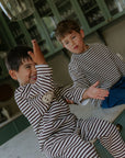 Fliink - alvin stripe sweatshirt - coffee bean/sandshell