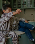 Fliink - alvin stripe pants - coffee bean/sandshell