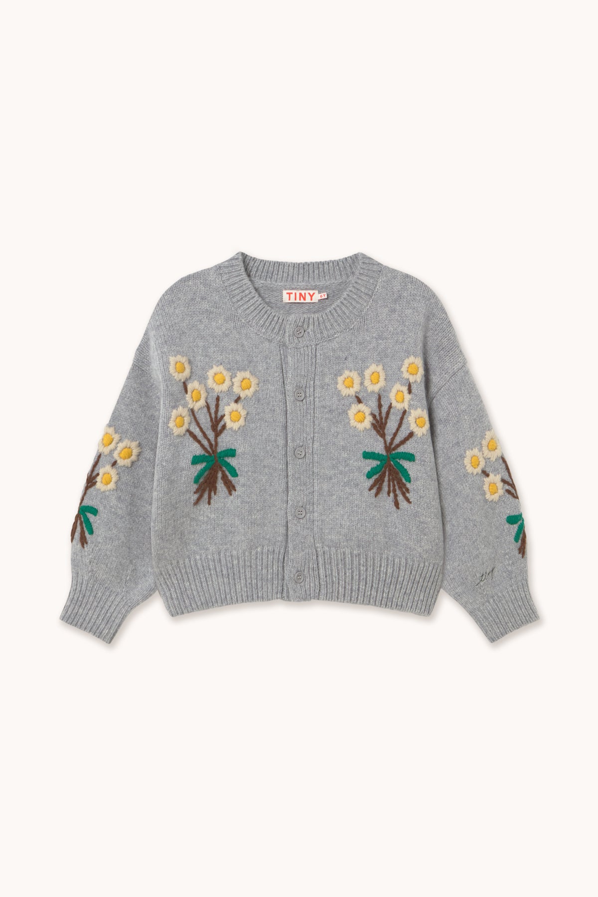 Tiny Cottons - kids - flowers cardigan - grey melange