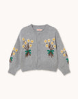 Tiny Cottons - kids - flowers cardigan - grey melange