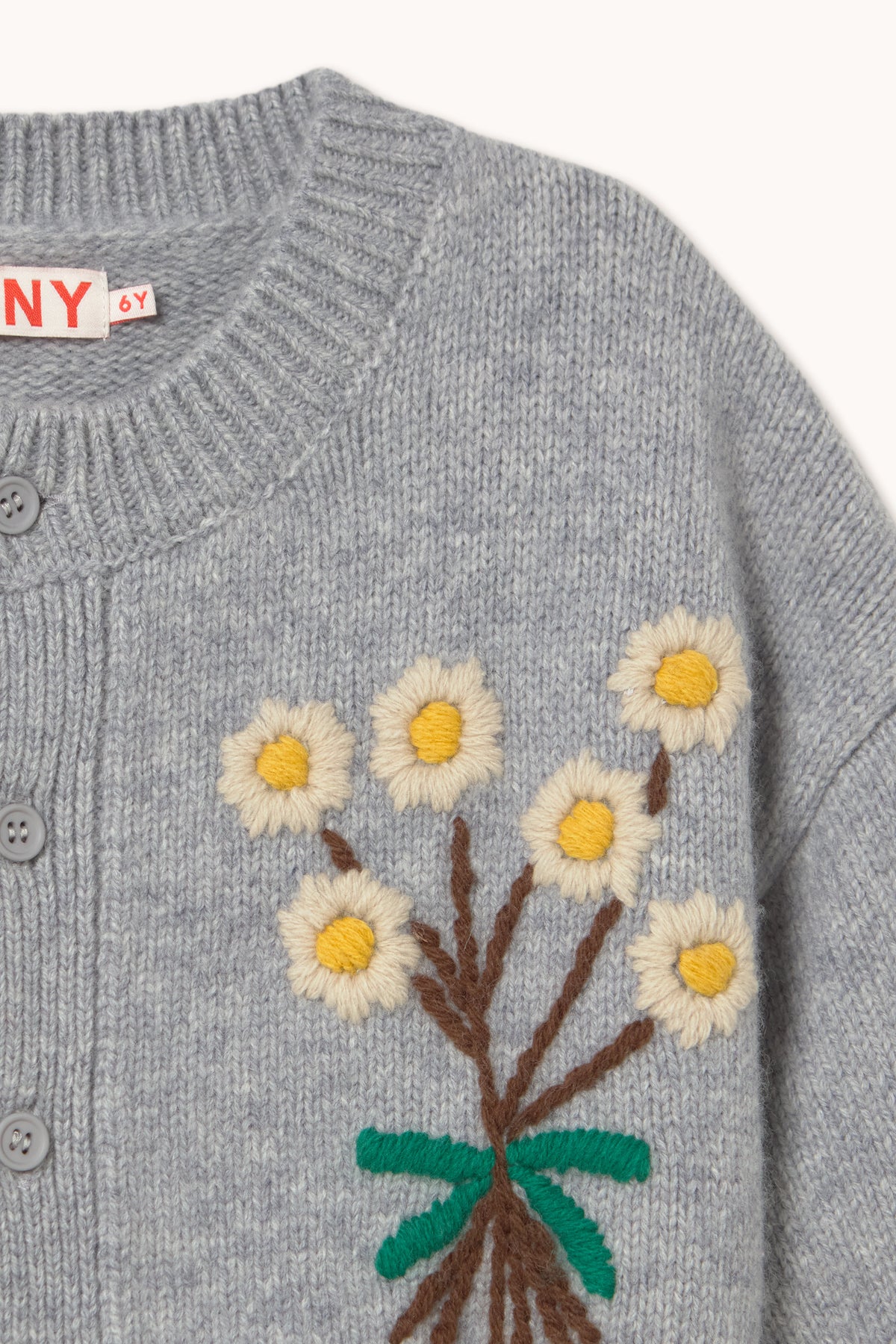 Tiny Cottons - kids - flowers cardigan - grey melange
