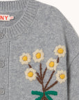 Tiny Cottons - kids - flowers cardigan - grey melange