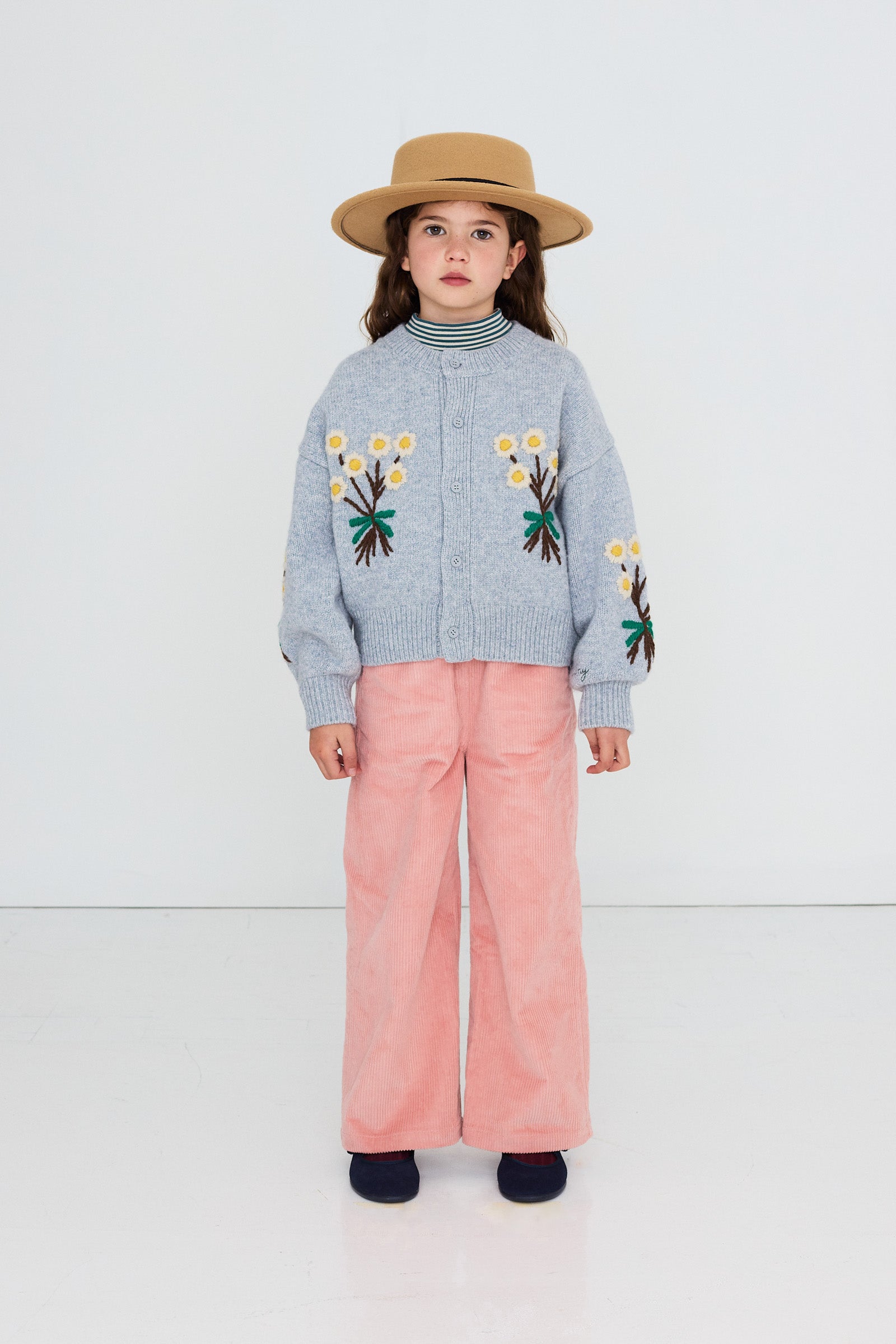 Tiny Cottons - kids - flowers cardigan - grey melange