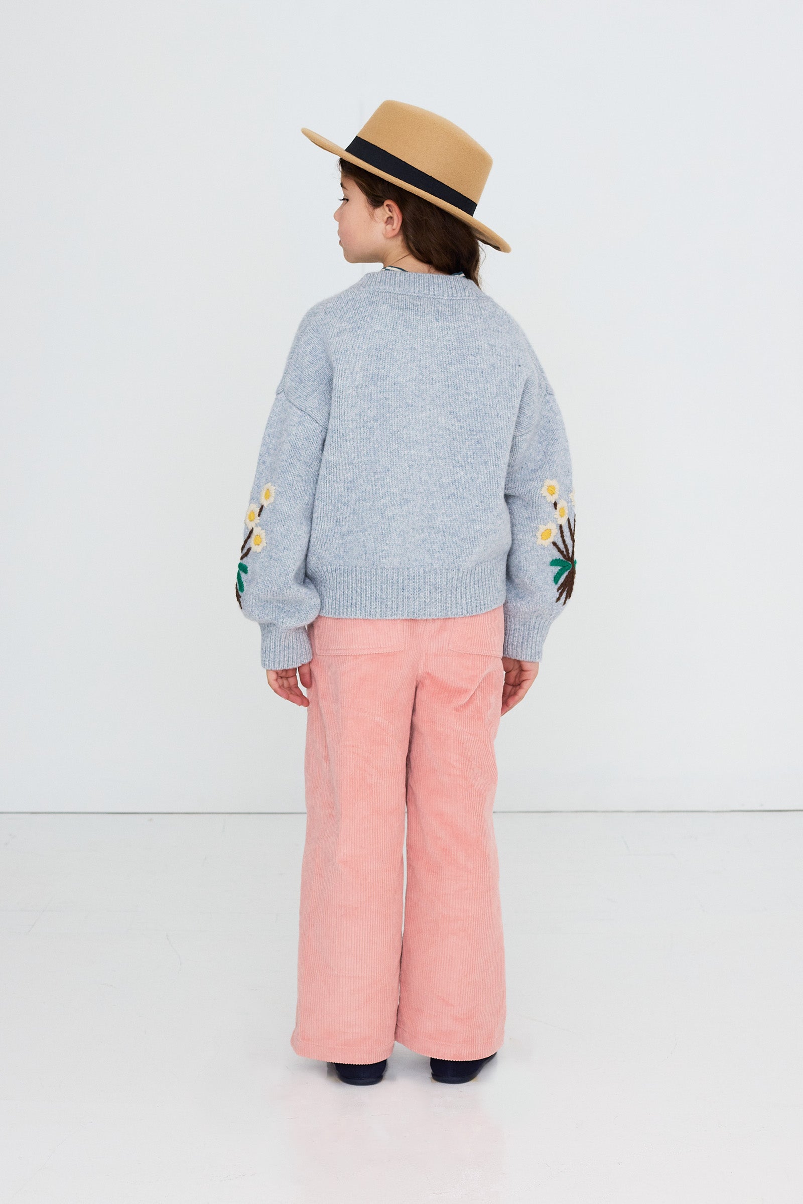 Tiny Cottons - kids - flowers cardigan - grey melange