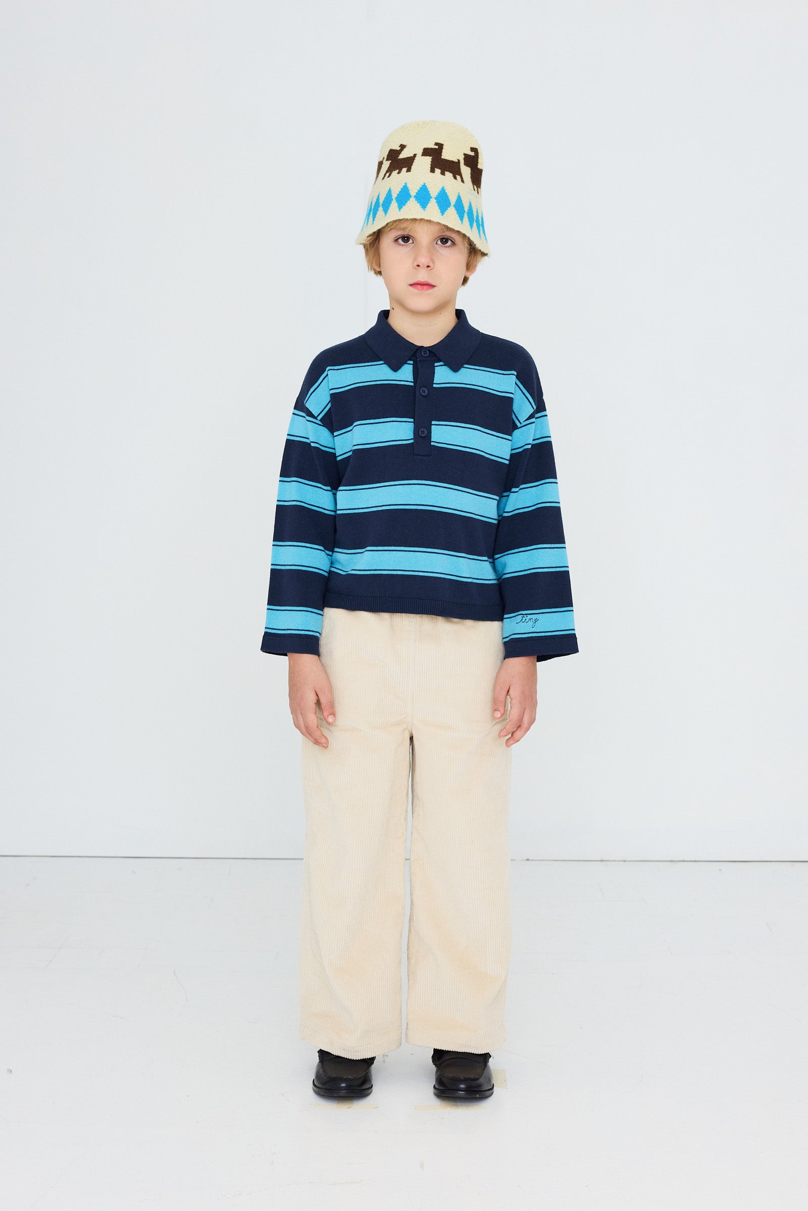 Tiny Cottons - kids - retro stripe sweater - ink blue