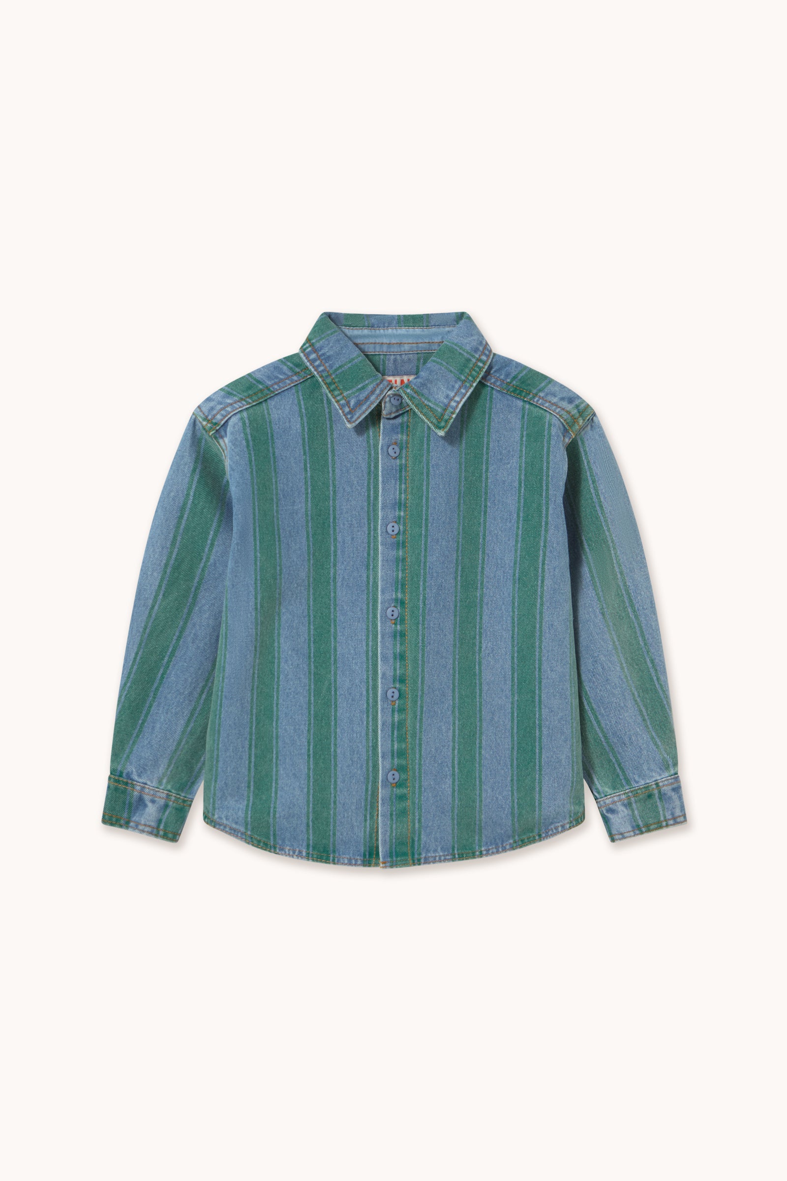 Tiny Cottons - kids - retro stripe denim shirt - medium wash