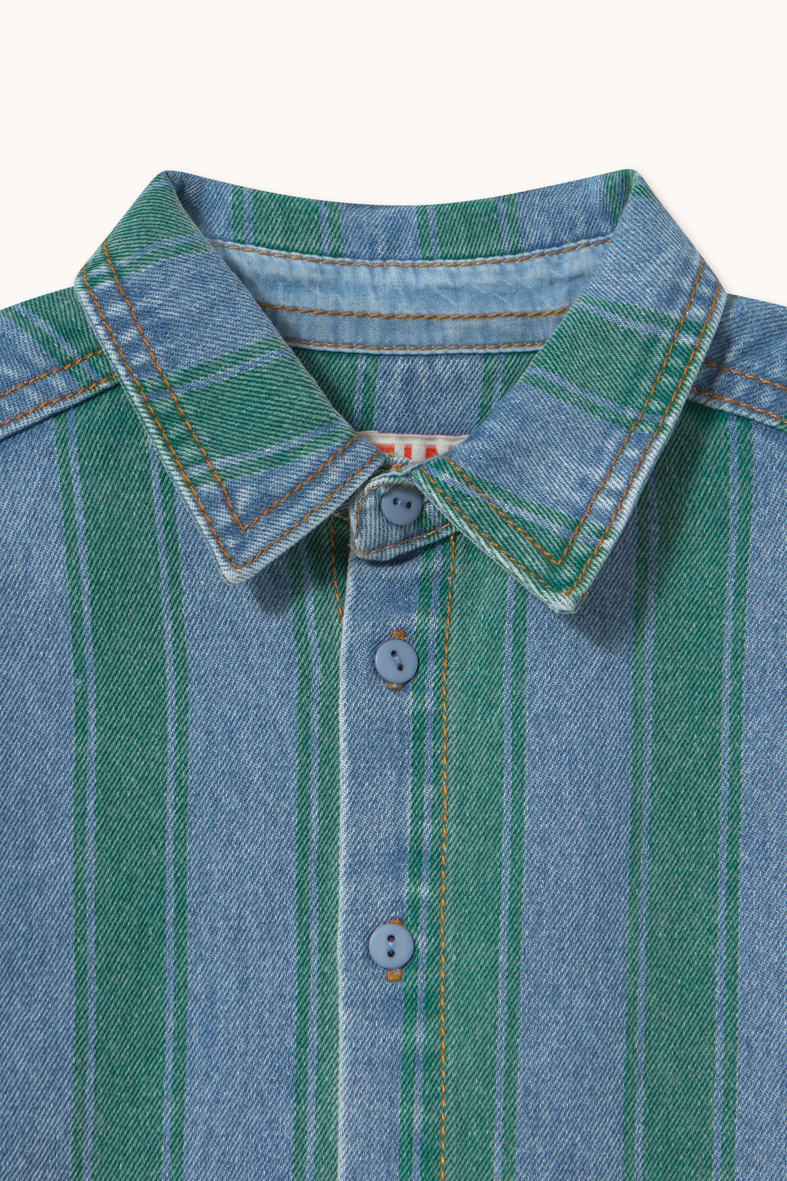 Tiny Cottons - kids - retro stripe denim shirt - medium wash