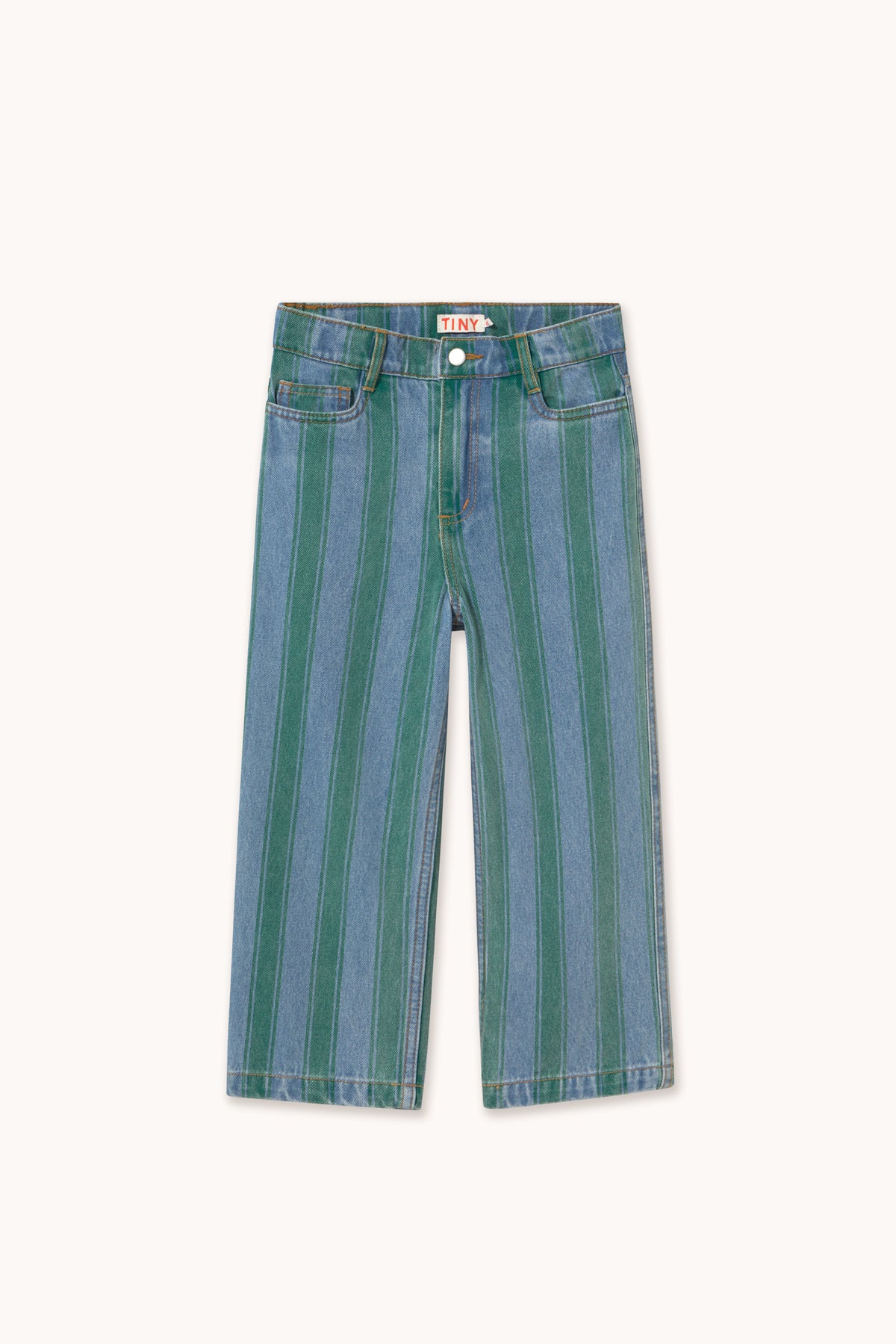 Tiny Cottons - kids - retro stripe denim pants - medium wash
