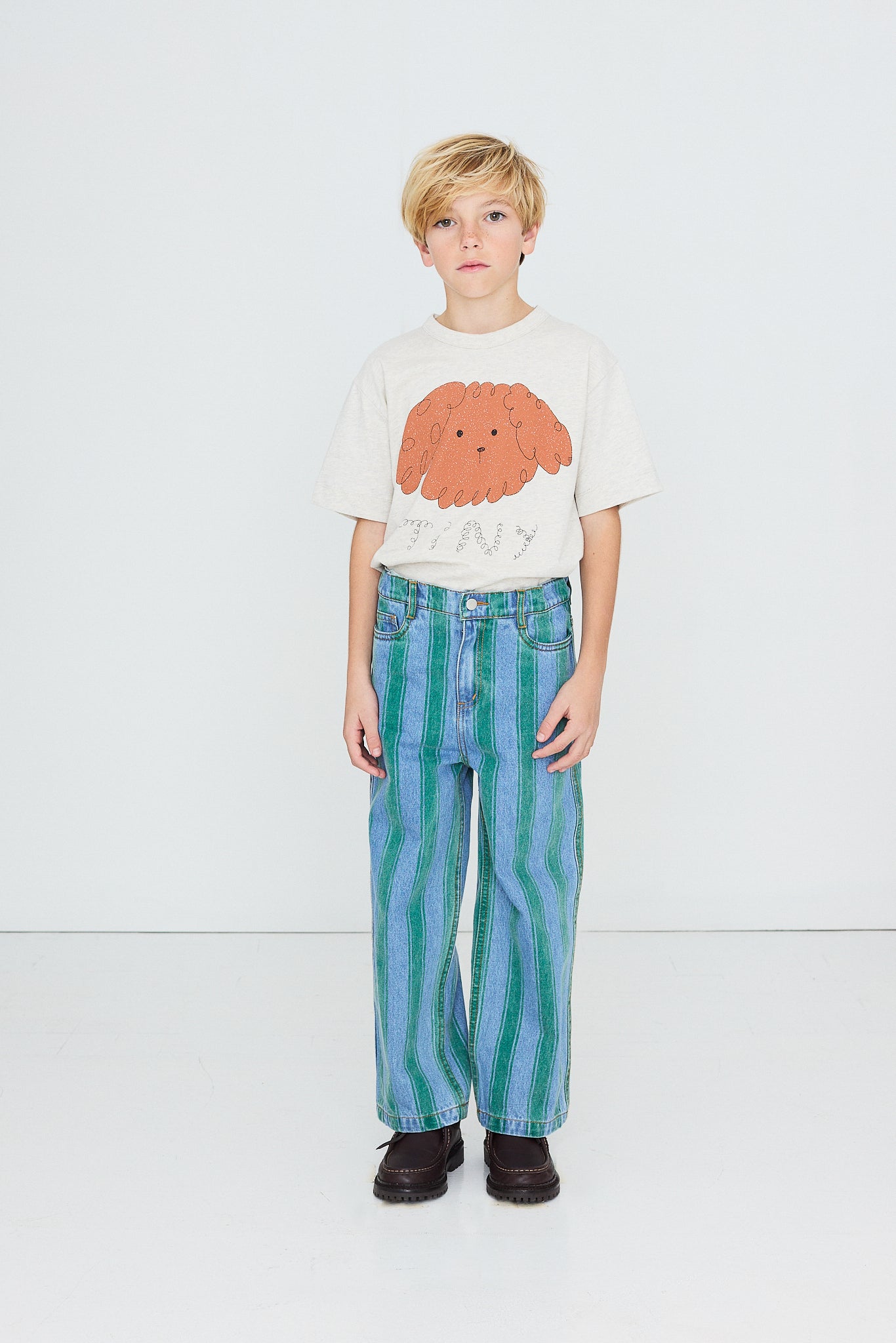 Tiny Cottons - kids - retro stripe denim pants - medium wash