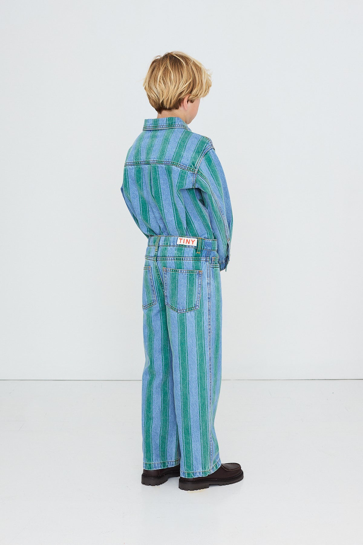 Tiny Cottons - kids - retro stripe denim pants - medium wash