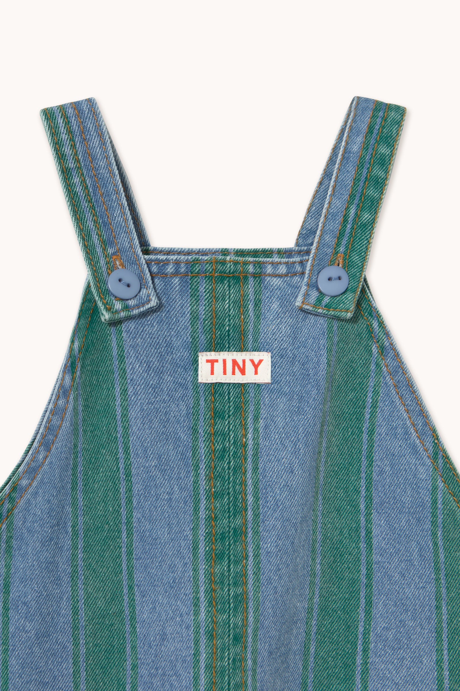 Tiny Cottons - baby - retro stripe denim dungaree - medium wash