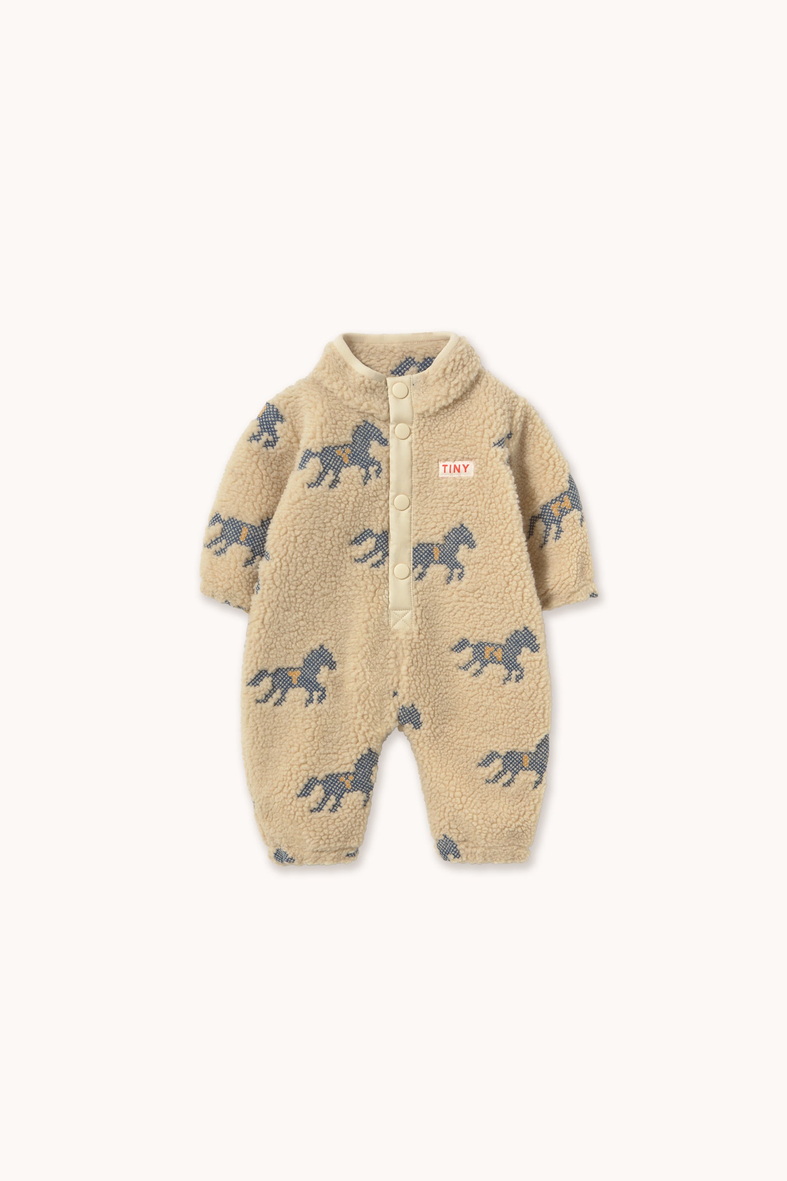 Tiny Cottons - baby - horses sherpa onepiece - vanilla