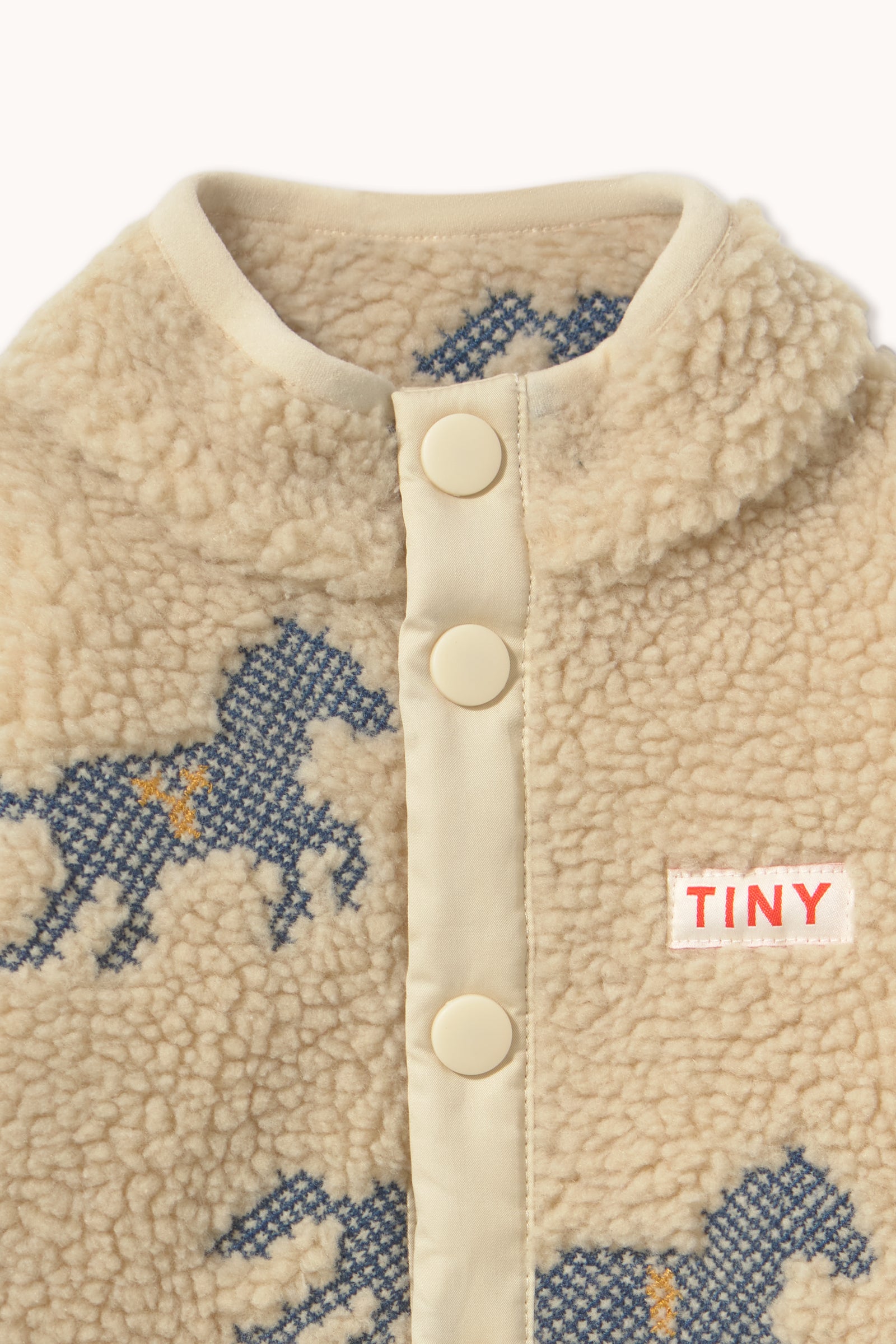 Tiny Cottons - baby - horses sherpa onepiece - vanilla
