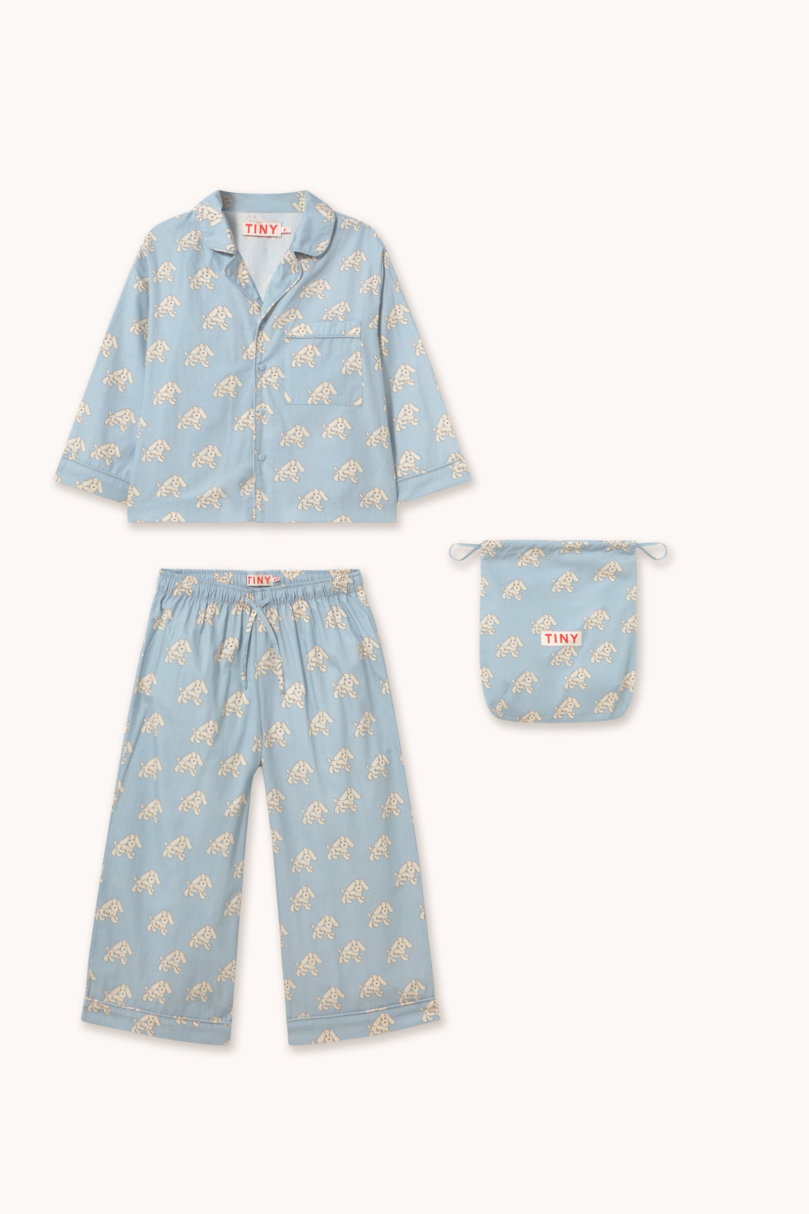 Tiny Cottons - kids - dogs pyjama set - washed blue