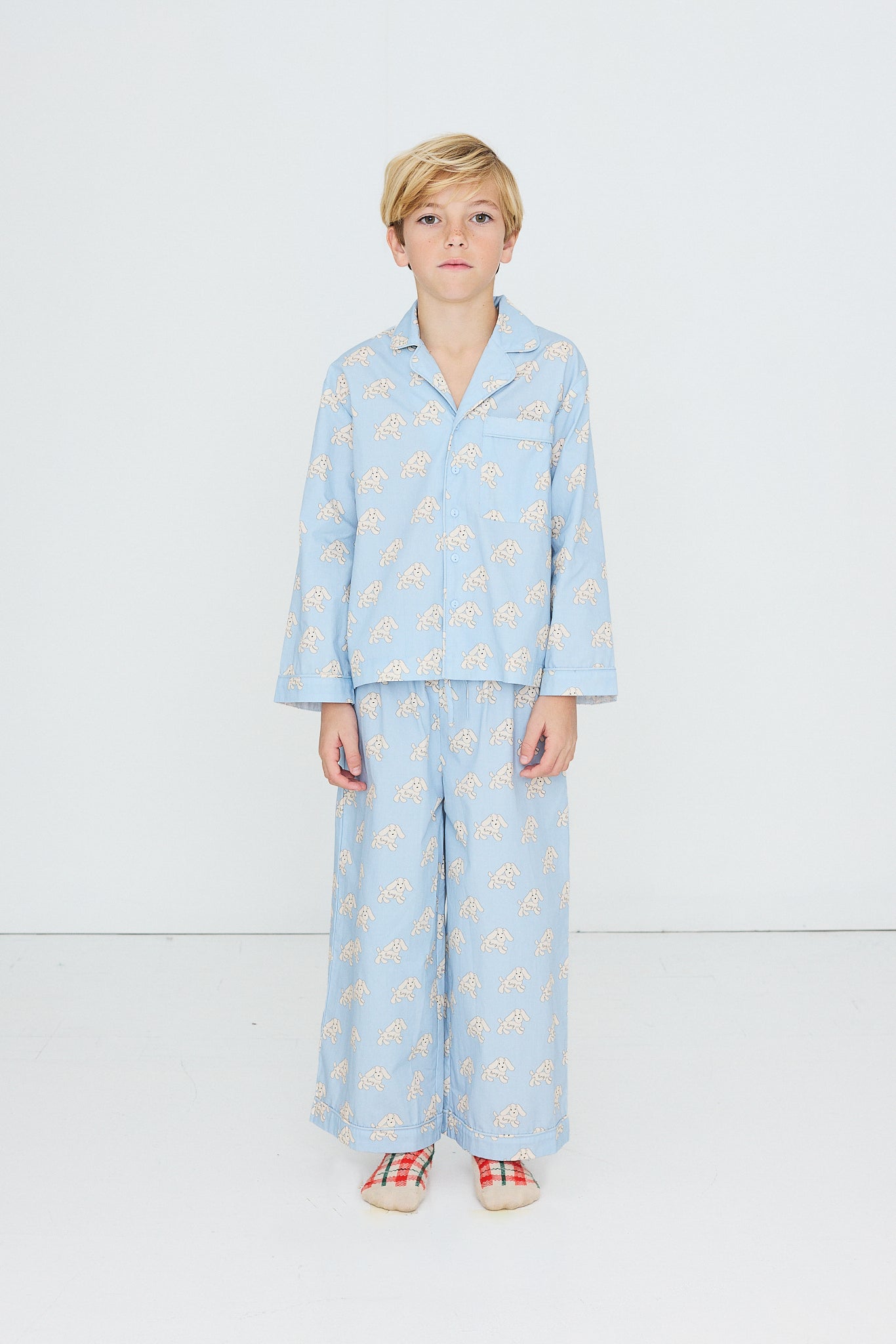 Tiny Cottons - kids - dogs pyjama set - washed blue