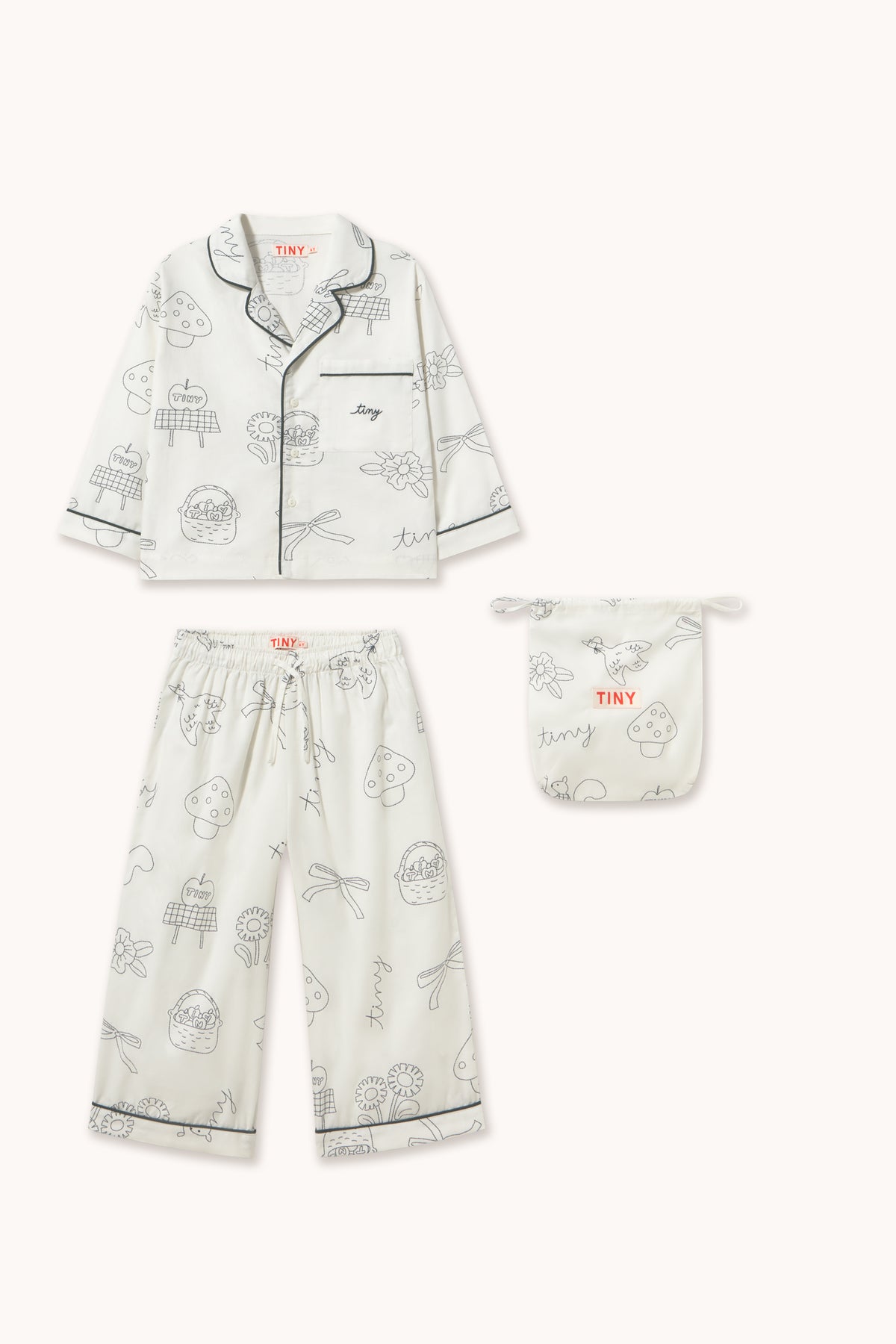 Tiny Cottons - kids - apples pyjama set - off white