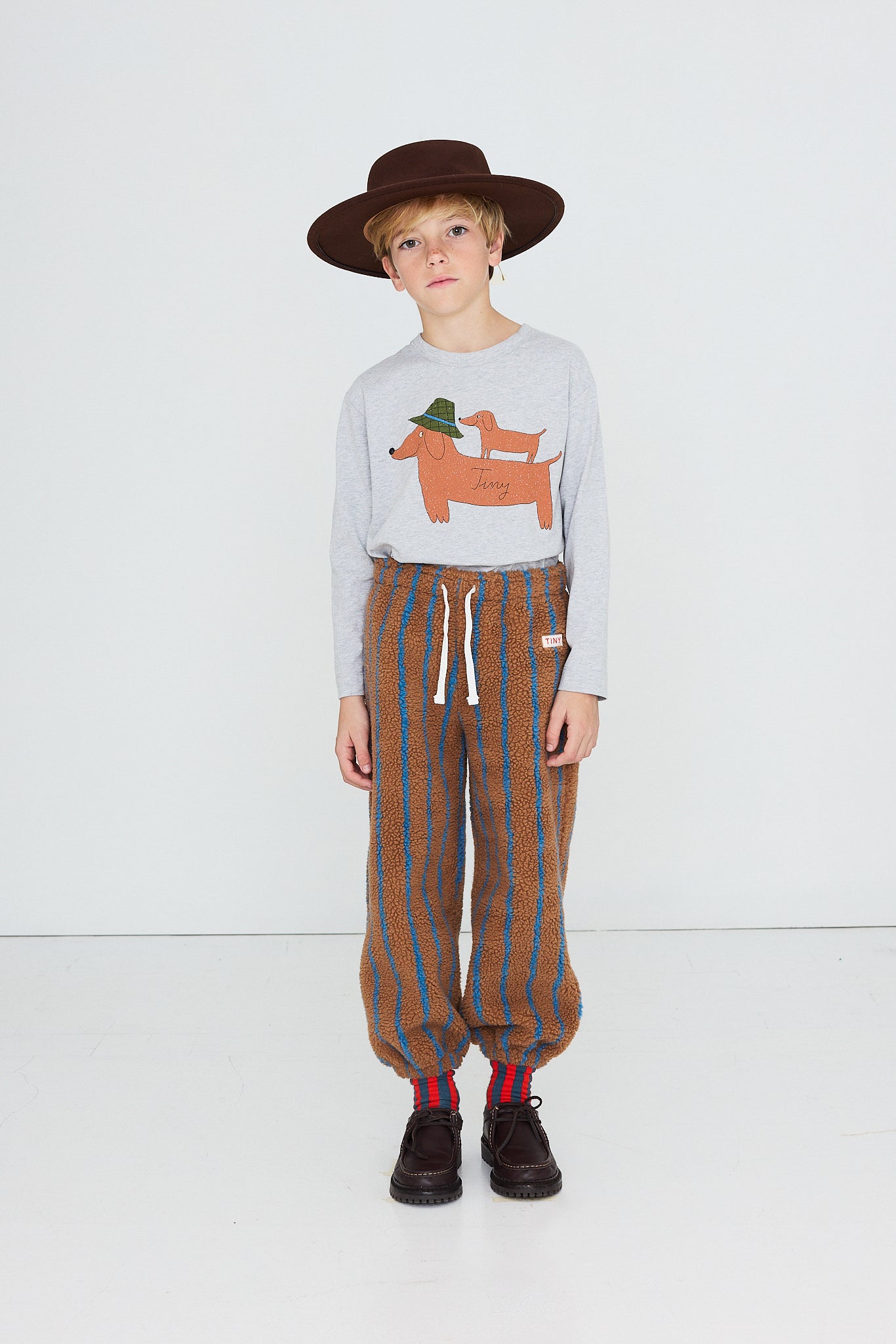 Tiny Cottons - kids - two dogs longsleeve tee - grey heather