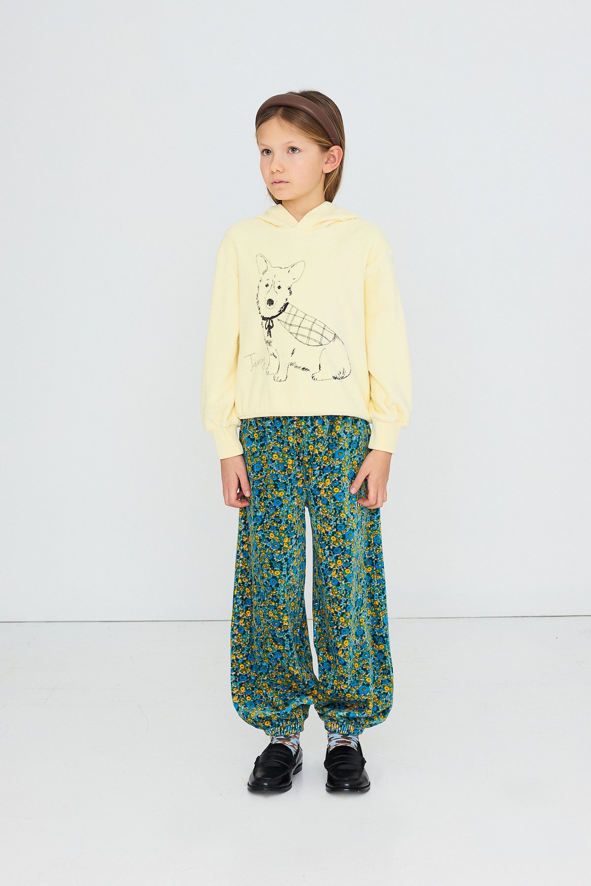Tiny Cottons - kids - corgi hoodie - dusty yellow