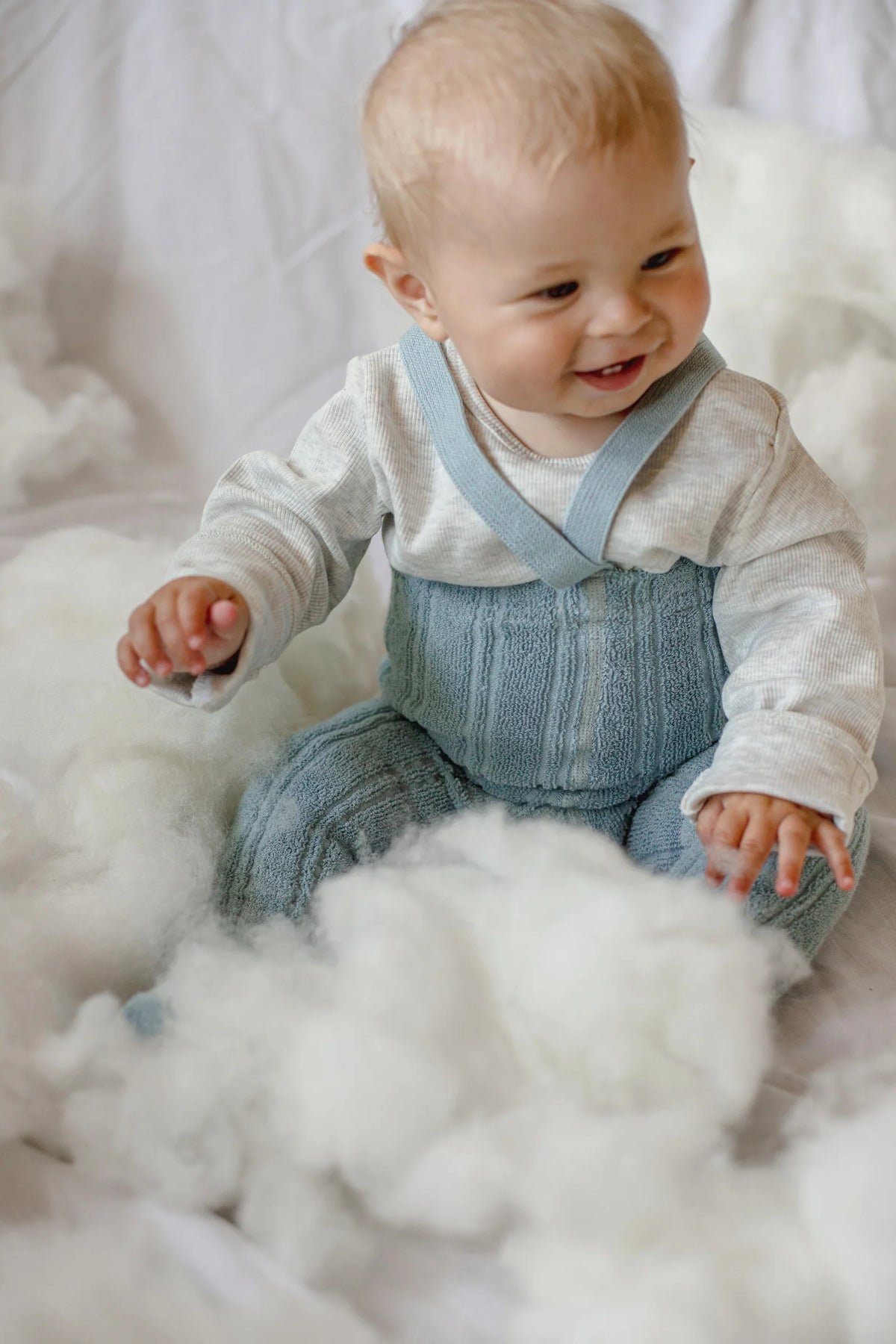 Silly Silas - granny footed cotton tights - misty blue