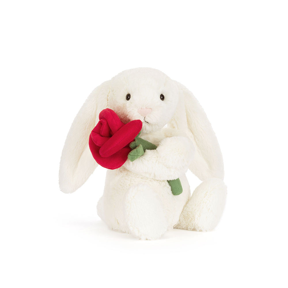 Jellycat - cream bunny with rose - medium