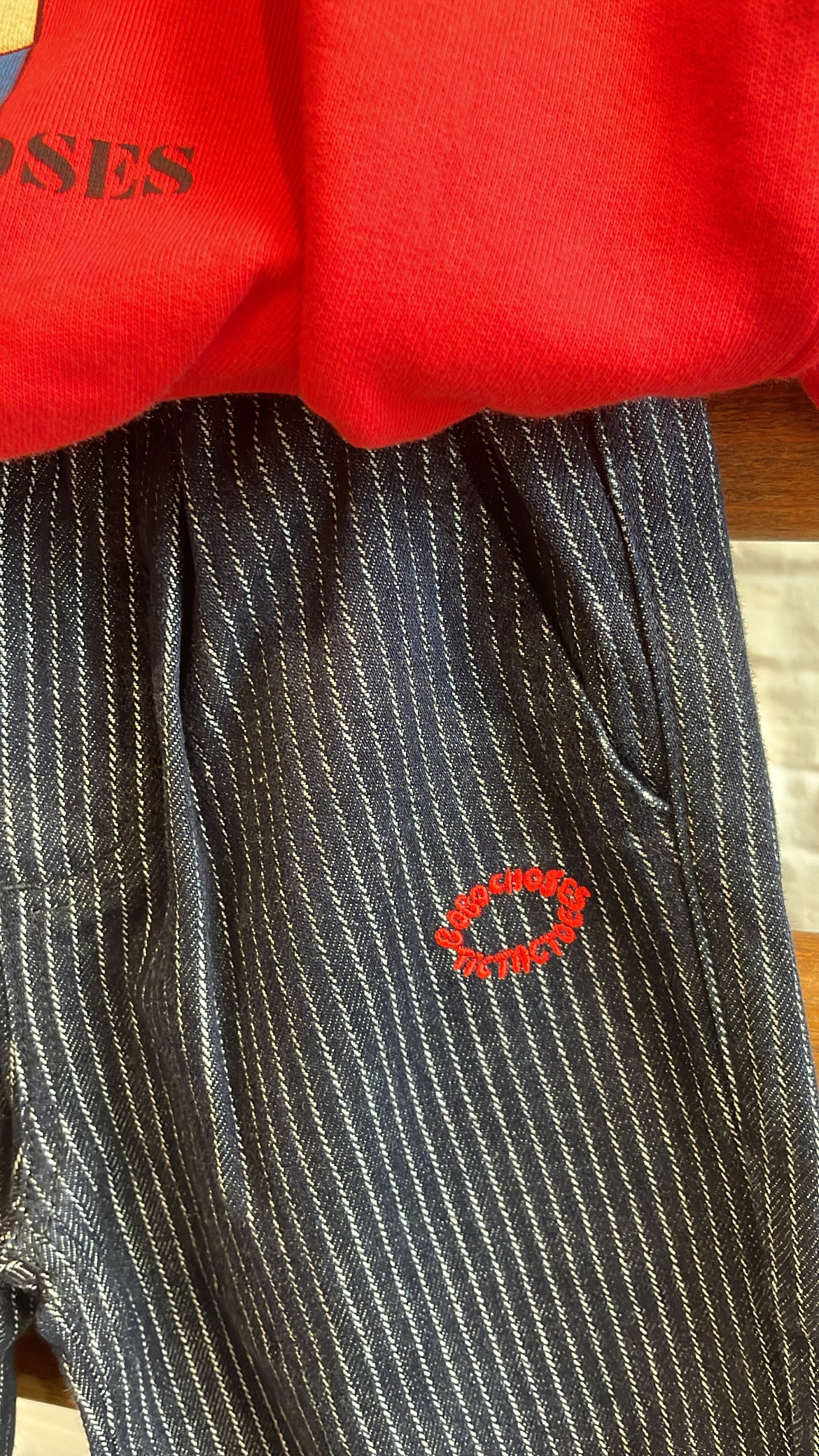 Bobo Choses - kids - tic tac toe denim pants - navy blue