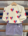 The campamento - kids - bicolor hearts sweatshirt - ecru