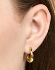 lulu copenhagen - gold plated chunky heavy hoops earrings - 2pcs