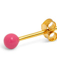 lulu copenhagen - gold plated color ball earring - 1pc - pink