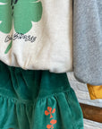 Bobo Choses - kids - clover velvet skirt - green