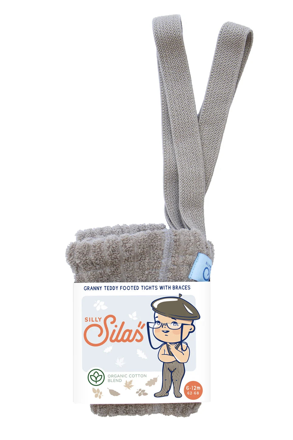 Silly Silas - granny footed cotton tights - oyster grey